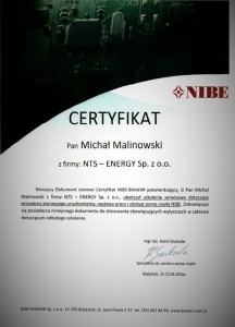 Certyfikat Nibe Malinowski